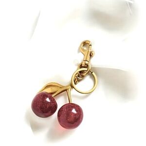 Glittery Red Cherry Purse Charm